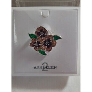 Anne Klein 2 flower brooch